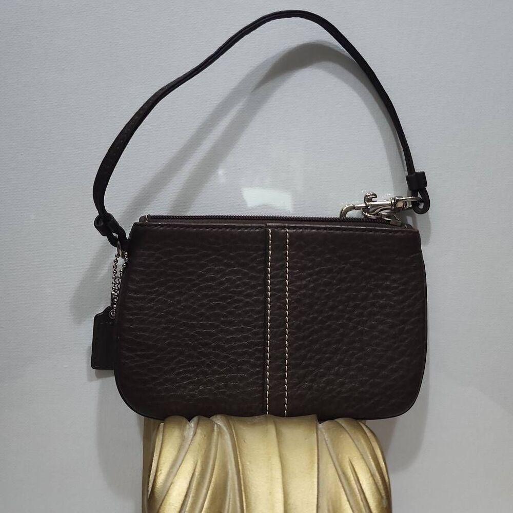 Vintage Coach brown pebbled leather Soho small wristlet Y2K